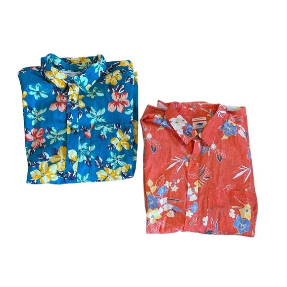 2 Old Navy Mens Slim Fit Floral Short-Sleeve Shirts XXL 100% Cotton Hawaiian - Picture 14 of 15